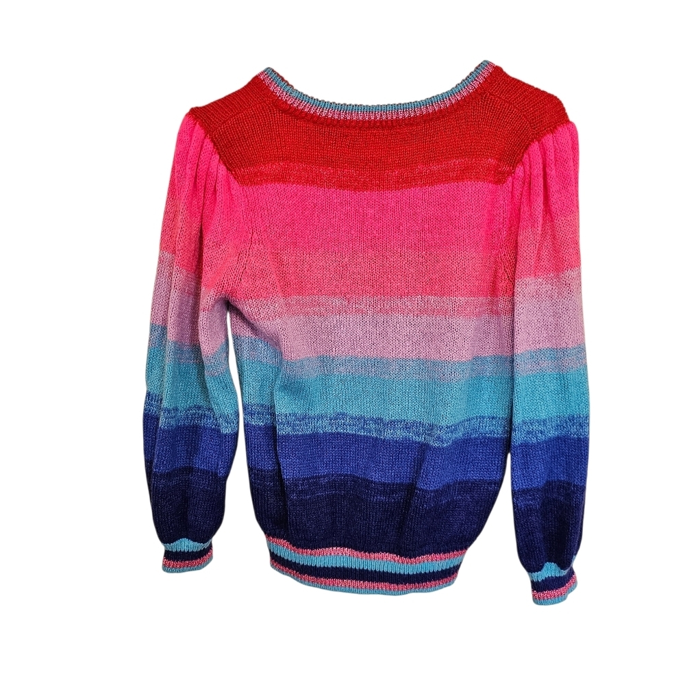 Lilly Pulitzer Hali Ombre Sunset Stripe Wool Blend Metallic Trim Sweater View 2